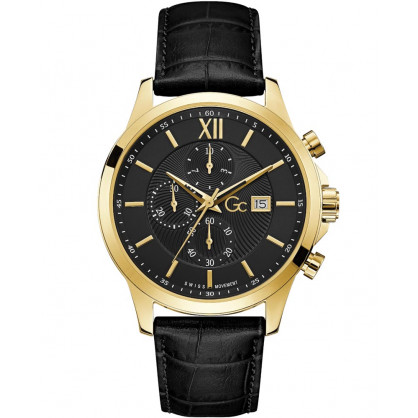 GUESS COLLECTION Executive Chrono Black Leather Strap Y27010G2MF