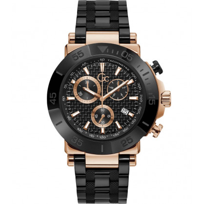 GUESS COLLECTION One Chrono Black Steel Bracelet Y70002G2MF