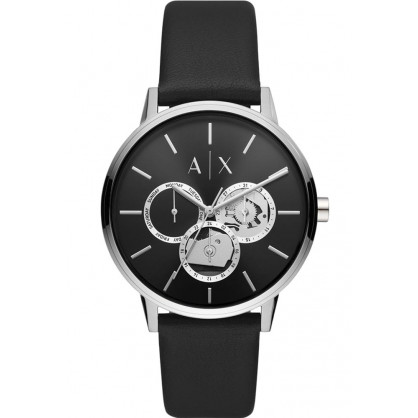ARMANI EXCHANGE Cayde Multifunction Black Leather Strap AX2745